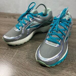 Brooks Adrenaline GTS 16 Womens 8.5 Wide Grey Teal Running Shoes 1202031D170